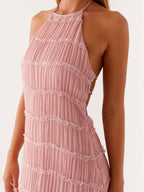 Blush Textured Halter Maxi Dress — Veylora