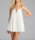 Ivory Keyhole Mini Dress — Veylora