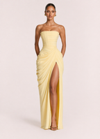 Lemon Sculpt Strapless Maxi Dress — Veylora