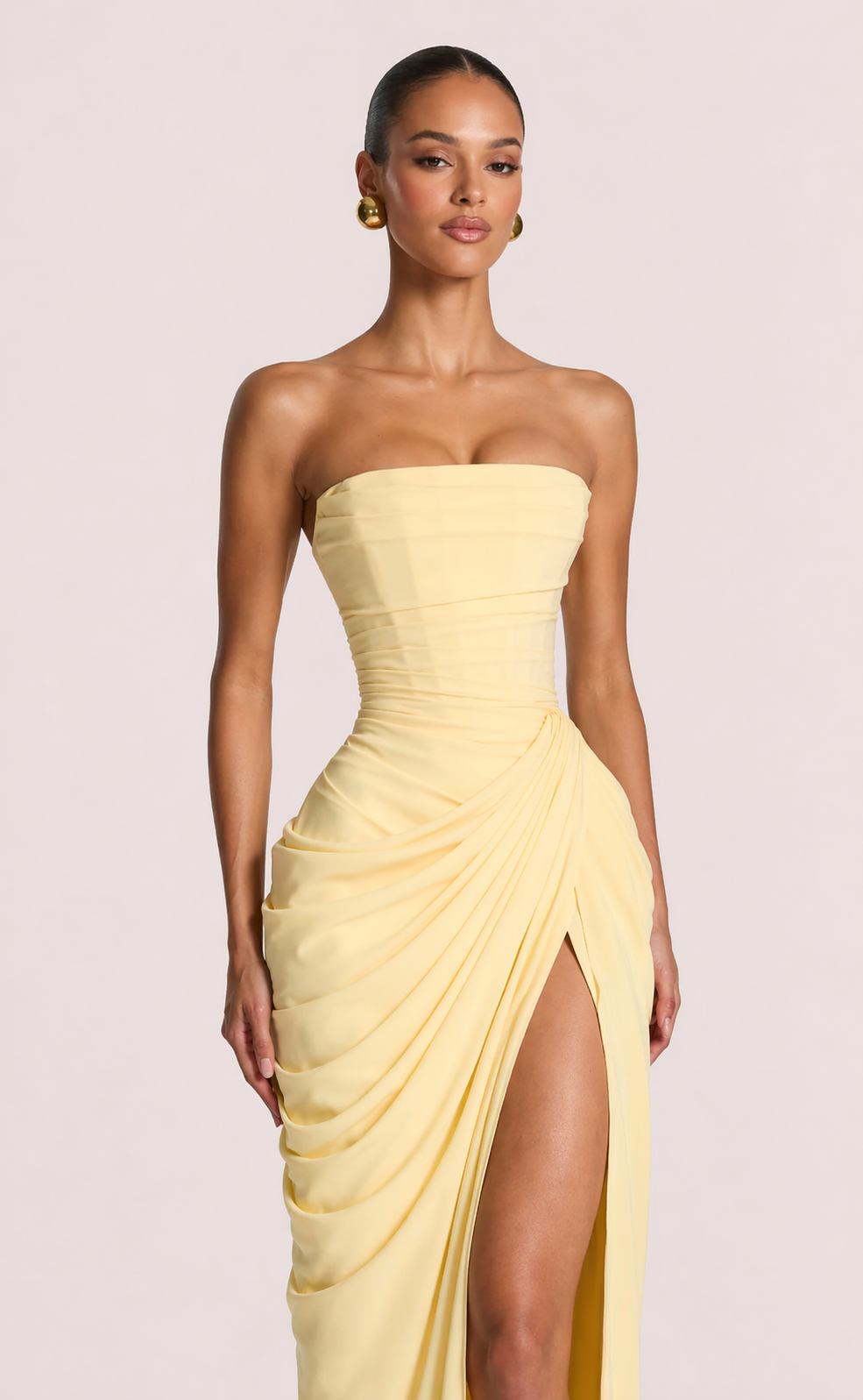 Lemon Sculpt Strapless Maxi Dress — Veylora