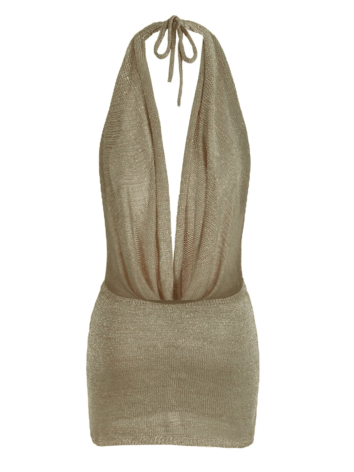 Gold Shimmer Halter Mini Dress — Veylora