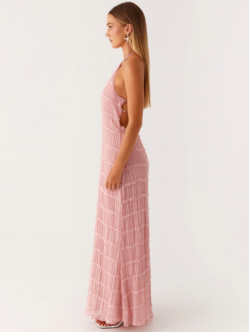 Blush Textured Halter Maxi Dress — Veylora